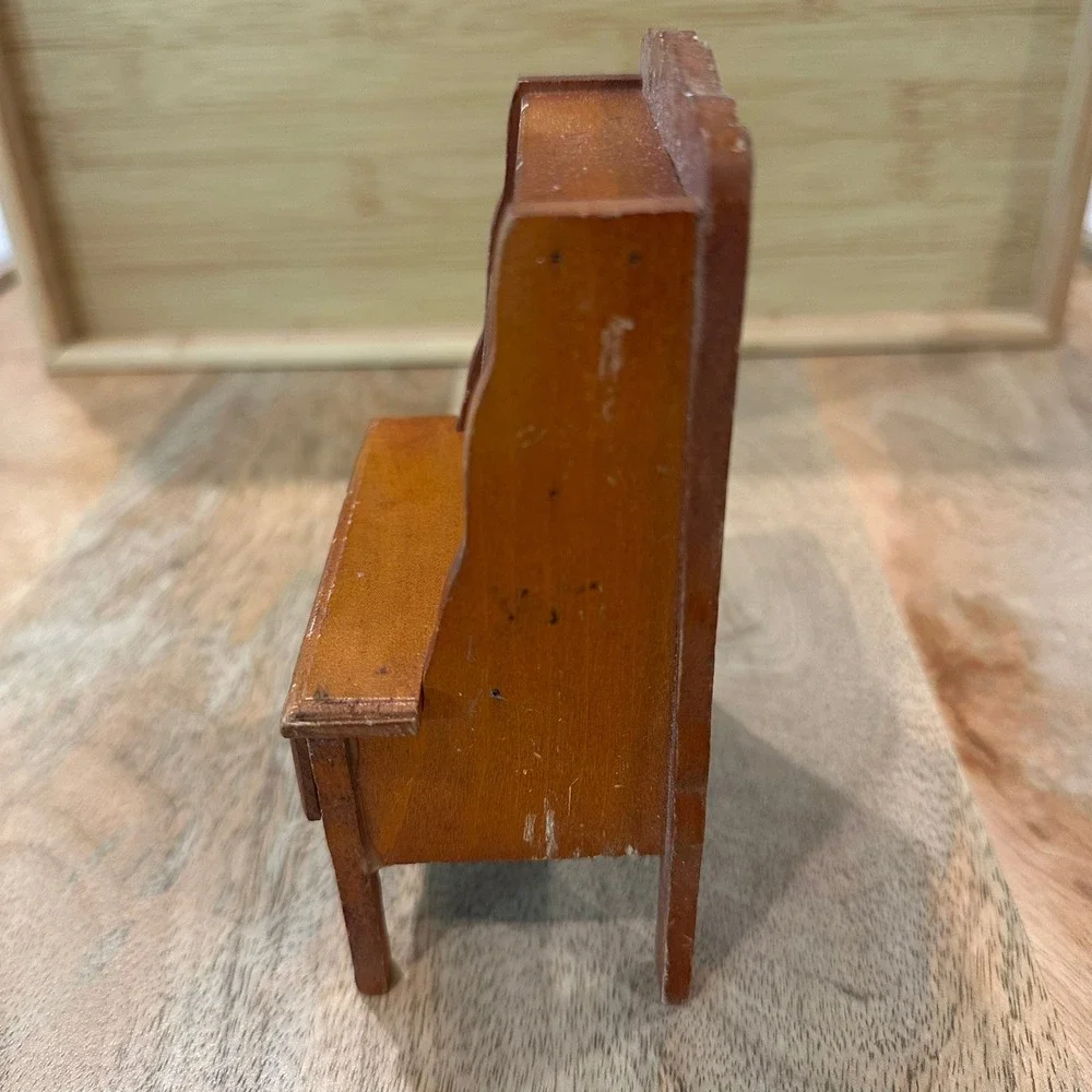 Vintage Miniature Wooden Hutch Dollhouse Furniture Cherry Finish 5.5 Inch